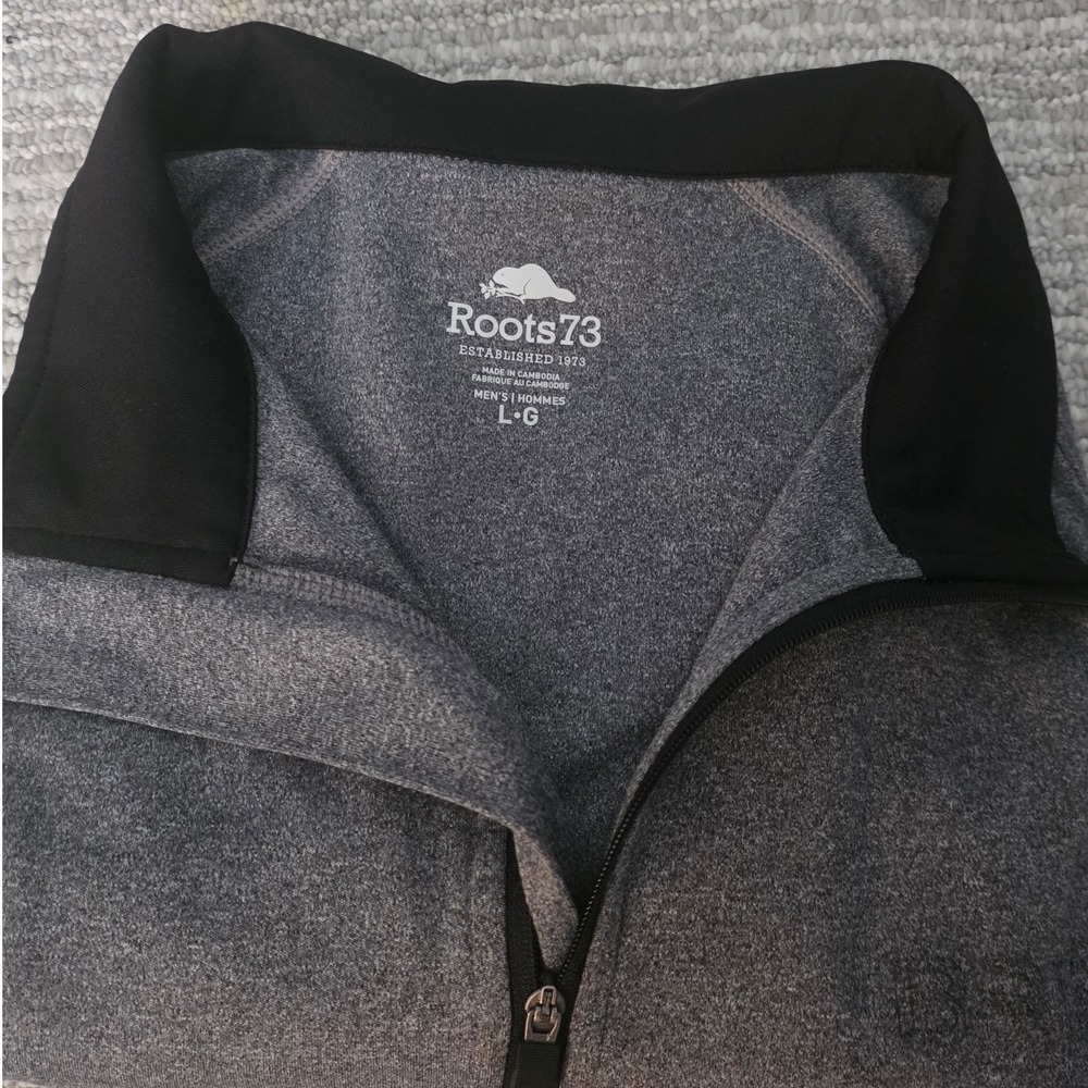 Roots73 Mens Quarter Zip Pullover Gray Black Activewear Performance Shirt Large